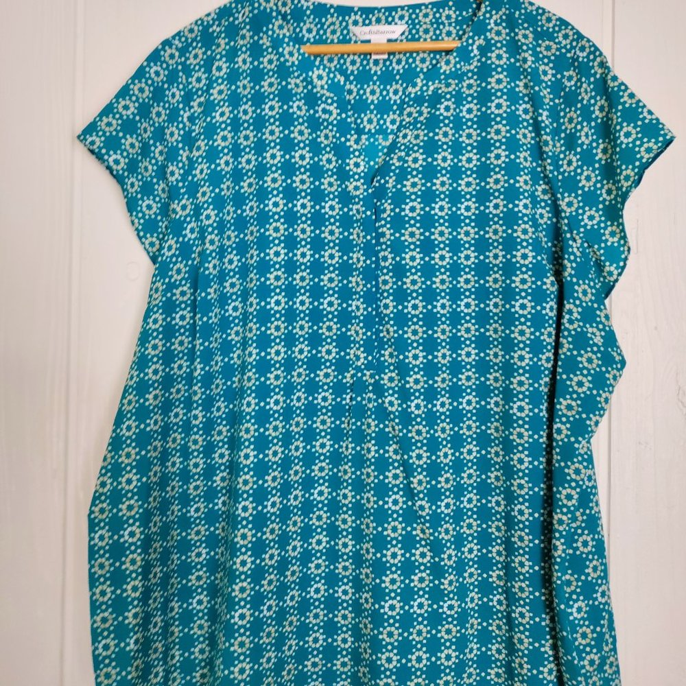 Croft & Barrow Teal Patterned Blouse